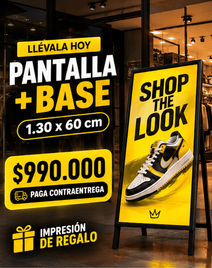 Pantalla LED con base para tienda